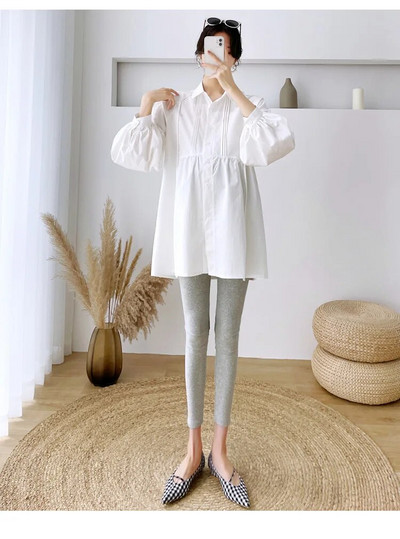 2023. aasta sügisene ühevärvilised pikkade varrukatega rasedad, lahtised pluusid Korea stiilis moesärgid, rasedate puuvillased rõivad, hulgimüük