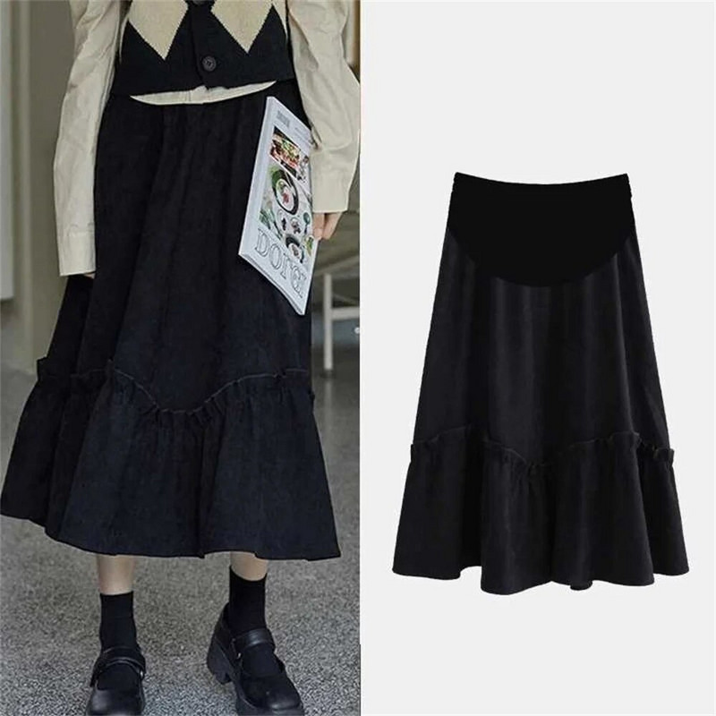 Φθινοπωρινή χειμωνιάτικη μόδα Ζεστές φούστες ατερότητας Κομψές A Line Με μεγάλο πάτο Κοιλιακά ρούχα για έγκυες έγκυες Φαρδιά άνετα