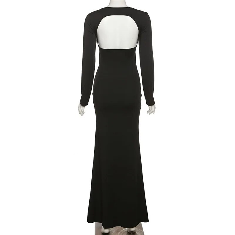 Νέα φορέματα εγκυμοσύνης για φωτογράφιση Μαύρο μακρυμάνικο εξώπλατο φόρεμα εγκυμοσύνης Maxi Φωτογραφία γάμου Ρούχα εγκυμοσύνης