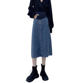 Madingi Džinsiniai sijonai nėščiosioms su aukštu juosmeniu, nugara, suskaldyta nėščiai moteriai A linijos sijonai Vintažiniai pieštukų sijonai iki kulkšnių