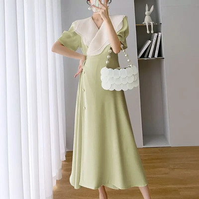 Φορέματα εγκυμοσύνης Καλοκαιρινό V λαιμόκοψη ιδιοσυγκρασία Ψηλόμεσο Λεπτό Plus μέγεθος Φόρεμα σε γραμμή Α για έγκυες Ρούχα Εγκυμοσύνη Vestidos