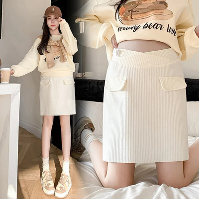 Άνοιξη και Φθινόπωρο Έγκυες Pencil Φούστες Slim Hips Φούστες κοιλιάς εγκυμοσύνης Χαμηλή μέση Φούστες εγκυμοσύνης Φούστα πλέξης A-Line