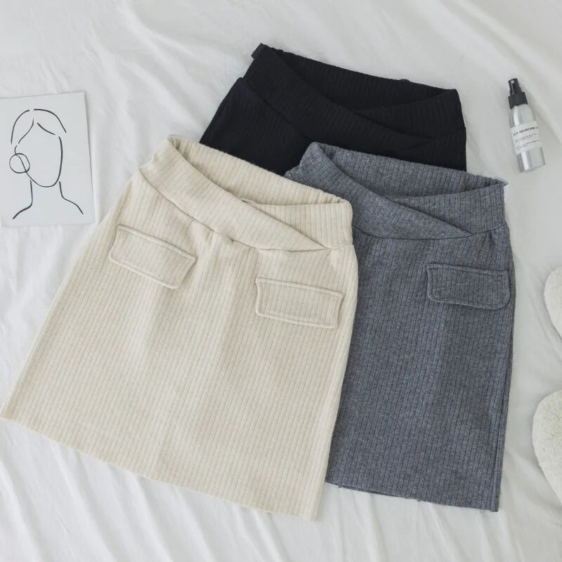 Άνοιξη και Φθινόπωρο Έγκυες Pencil Φούστες Slim Hips Φούστες κοιλιάς εγκυμοσύνης Χαμηλή μέση Φούστες εγκυμοσύνης Φούστα πλέξης A-Line