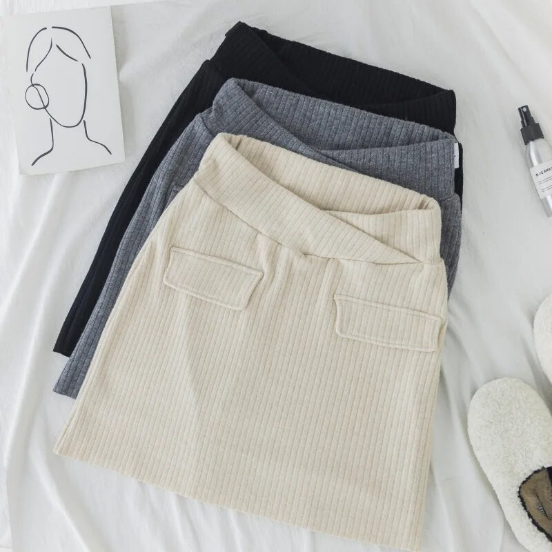 Άνοιξη και Φθινόπωρο Έγκυες Pencil Φούστες Slim Hips Φούστες κοιλιάς εγκυμοσύνης Χαμηλή μέση Φούστες εγκυμοσύνης Φούστα πλέξης A-Line