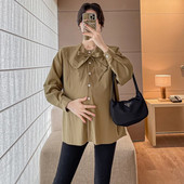 Rasedate naiste puuvillased särgid pikkade varrukatega lahtikäiva kaelarihmaga suures suuruses rasedatele mõeldud pluusid, nööpnööbid, kärbsed rasedusriided, topid