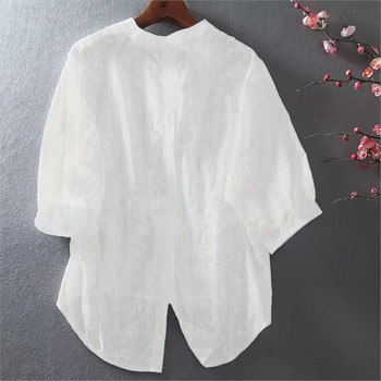 Творческа памучна бродирана бяла риза за бременни Дамска лятна 2023 г. Нова свободна риза в етнически стил Горнище за бременни LF064
