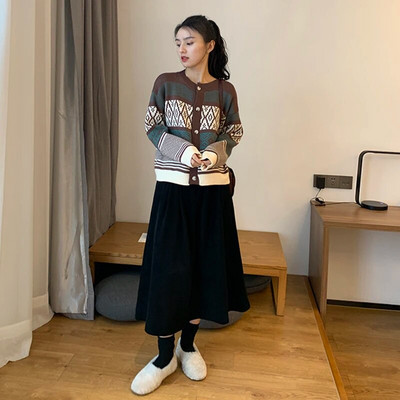 Nėščios moters sijonas su pilvu, ilgas laisvas aukštu juosmeniu nėščiųjų A linijos velvetinis sijonas su kišenėmis Ilgi laisvi nėštumo drabužiai