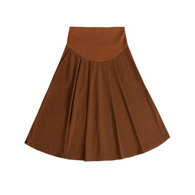 Nėščios moters sijonas su pilvu, ilgas laisvas aukštu juosmeniu nėščiųjų A linijos velvetinis sijonas su kišenėmis Ilgi laisvi nėštumo drabužiai