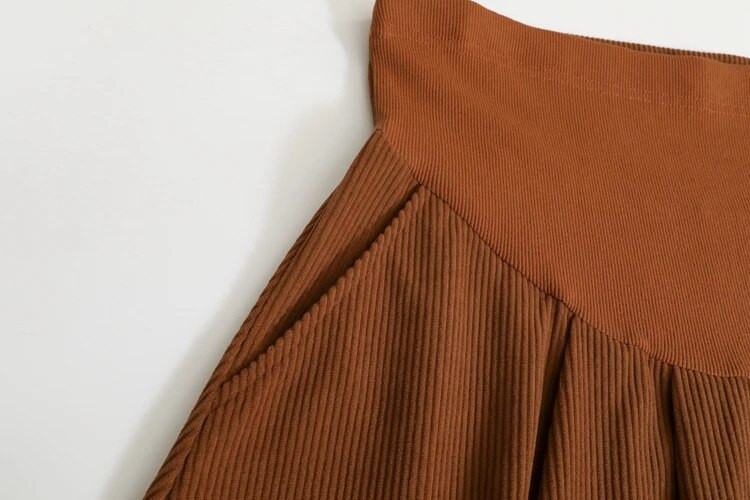 Nėščios moters sijonas su pilvu, ilgas laisvas aukštu juosmeniu nėščiųjų A linijos velvetinis sijonas su kišenėmis Ilgi laisvi nėštumo drabužiai