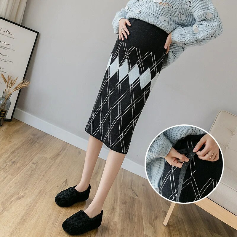 Drabužiai nėščiosioms Premama elastiniai megzti klubus apvyniojantys sijonai pavasario rudeniui nėščioms moterims aukštu juosmeniu pilvo ilgintuvai Bodycon sijonai