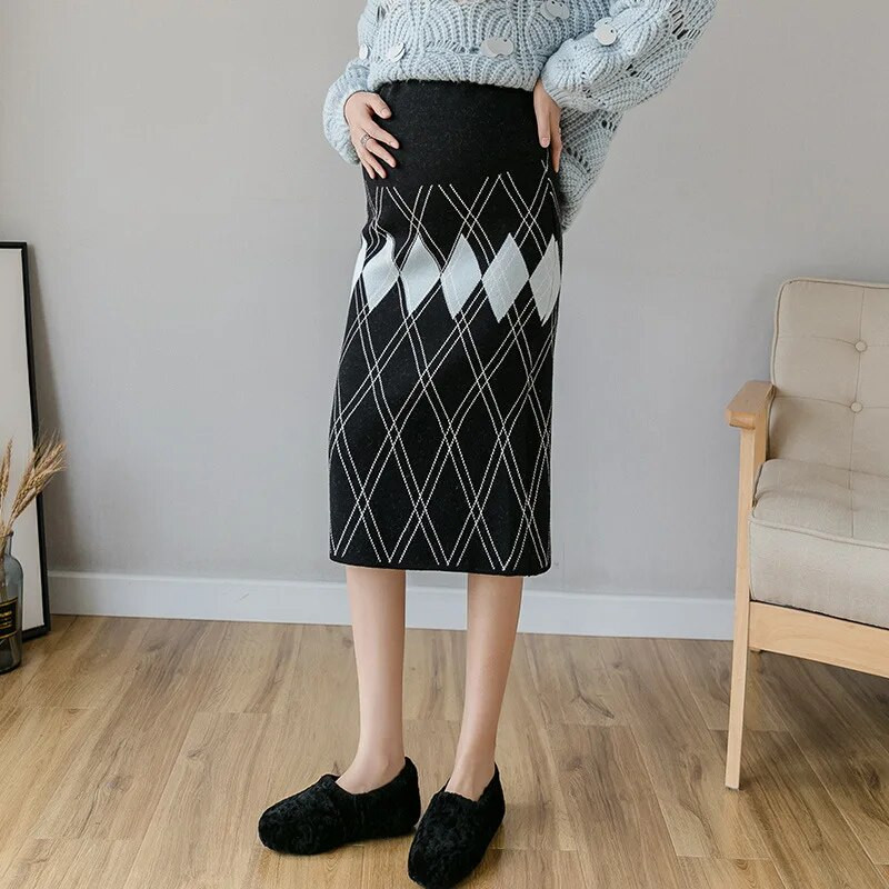 Drabužiai nėščiosioms Premama elastiniai megzti klubus apvyniojantys sijonai pavasario rudeniui nėščioms moterims aukštu juosmeniu pilvo ilgintuvai Bodycon sijonai