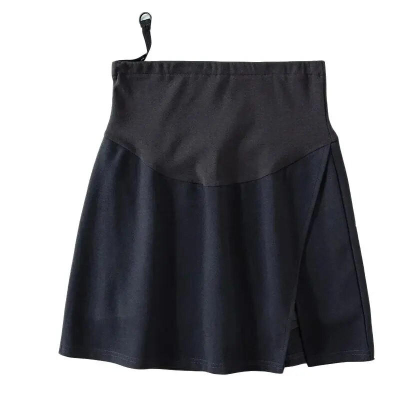 2023 m. žiemos nėščios moters sijonai ant pilvo Dirbtiniai dviejų dalių sijonai su aukštu juosmeniu, išilgai šono, A formos sijonas nėščiosioms su šortų pamušalu