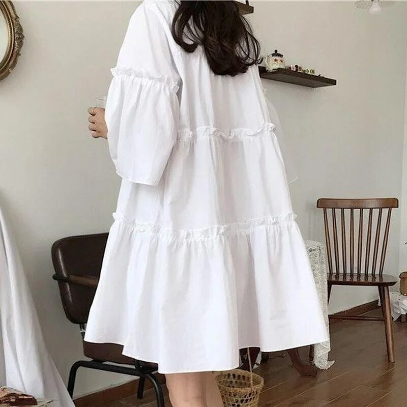 Suknelės Moteriškos A formos laisvos laisvalaikio, mini solidžios, paprastos nėščios moters korėjietiško stiliaus madingos studentiškos merginos Vestido prašmatnus vasarinis saulėlydis