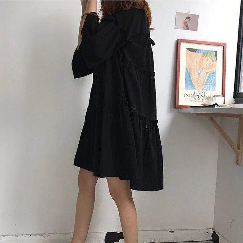 Suknelės Moteriškos A formos laisvos laisvalaikio, mini solidžios, paprastos nėščios moters korėjietiško stiliaus madingos studentiškos merginos Vestido prašmatnus vasarinis saulėlydis