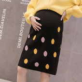 Korea stiilis sügisene rasedate naiste seelik, kõrge vöökoht, õhukesed puusad, silmkoelised seelikud, värvi täpiline rasedate pliiatsi seelik