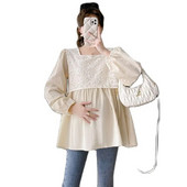 2023. aasta sügisene raseduse pitsilised särgid, pikkade varrukatega kandiline krae lahtised rasedapluusid suures suuruses rasedatele pluusid, mood top