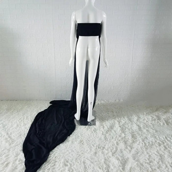 Κομψά μακριά φορέματα από σιφόν για φωτογράφιση εγκυμοσύνης Μεγάλο φιόγκο Στερεά φόρεμα για έγκυες γυναίκες Premama Photography Props