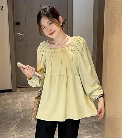 2023. aasta uued sügisesed lahtised rasedate naiste särgid, ühevärvilised, pikkade varrukatega volangid, õõnsad pitsilised plisseeritud pluusid