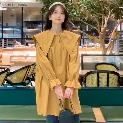 2023. aasta kevad-sügis Suured raseda särgid Korea stiilis lahtised raseduspluusid, suured lahtikäiva kraega pikkade varrukatega mantel