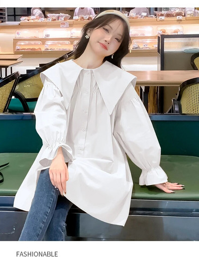 2023. aasta kevad-sügis Suured raseda särgid Korea stiilis lahtised raseduspluusid, suured lahtikäiva kraega pikkade varrukatega mantel