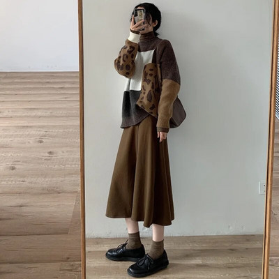 Ανοιξιάτικα φθινοπωρινά ρούχα εγκυμοσύνης Premama Stretch Φούστα κοιλιάς στη μέση της γάμπας Φαρδιά casual φόρεμα εγκύων ψηλόμεσο Φόρεμα εγκυμοσύνης