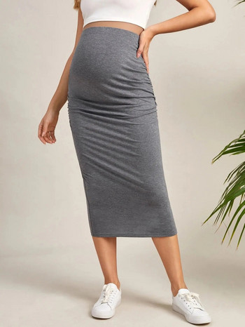 Καλοκαιρινά ρούχα εγκυμοσύνης Slim Pencil φούστα Premama Office Stretch Bodycon Φούστα στη μέση της γάμπας Casual φόρεμα για έγκυες γυναίκες