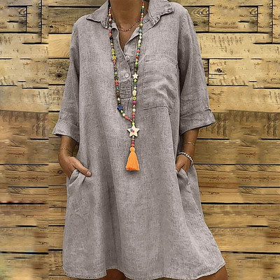 Φορέματα εγκυμοσύνης Βαμβακερά καλοκαιρινά ρούχα μασίφ κουμπιά κοντά μανίκια έγκυος γυναίκα φόρεμα εγκυμοσύνης Casual Pregnancy Vestidos