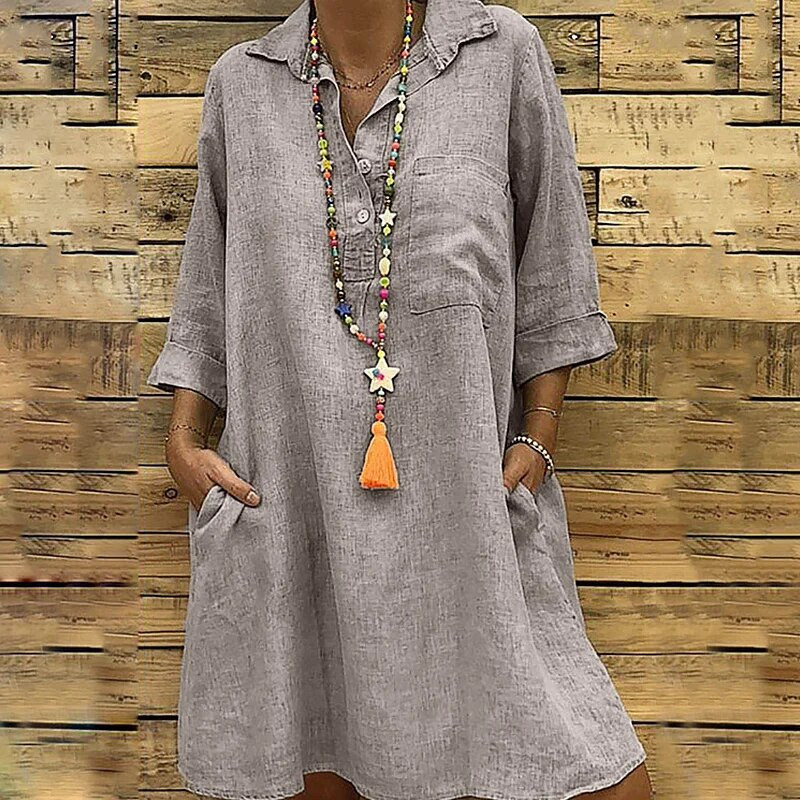 Φορέματα εγκυμοσύνης Βαμβακερά καλοκαιρινά ρούχα μασίφ κουμπιά κοντά μανίκια έγκυος γυναίκα φόρεμα εγκυμοσύνης Casual Pregnancy Vestidos
