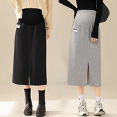 Sügistalvised rasedate kõhuseelikud Pikad vabad vabaaja raseduse puuvillased riided Moodsad lapilised seelikud rasedatele