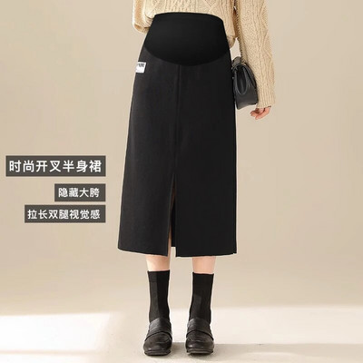 Sügistalvised rasedate kõhuseelikud Pikad vabad vabaaja raseduse puuvillased riided Moodsad lapilised seelikud rasedatele