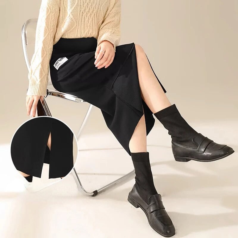 Sügistalvised rasedate kõhuseelikud Pikad vabad vabaaja raseduse puuvillased riided Moodsad lapilised seelikud rasedatele