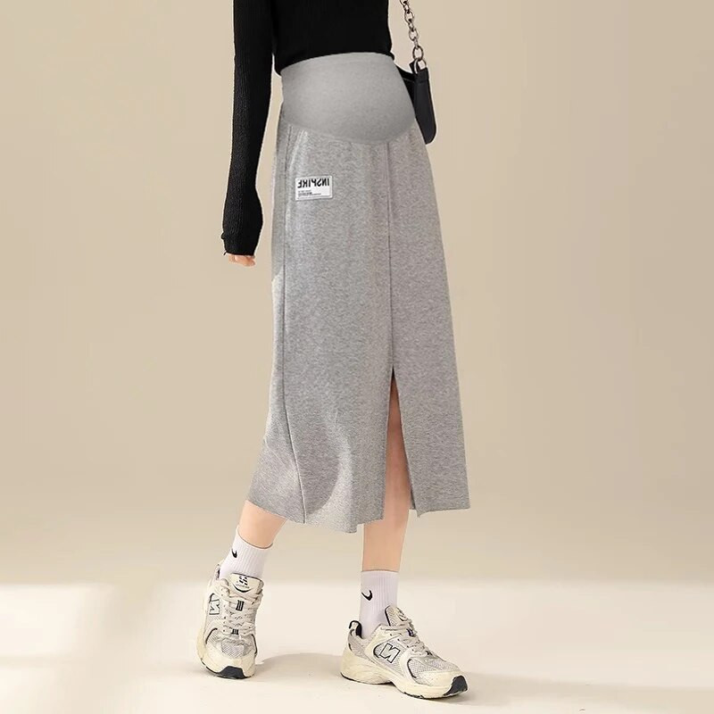 Sügistalvised rasedate kõhuseelikud Pikad vabad vabaaja raseduse puuvillased riided Moodsad lapilised seelikud rasedatele