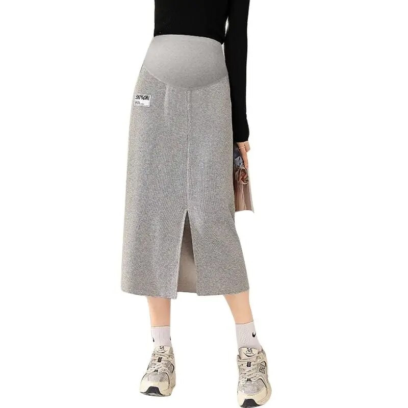 Sügistalvised rasedate kõhuseelikud Pikad vabad vabaaja raseduse puuvillased riided Moodsad lapilised seelikud rasedatele