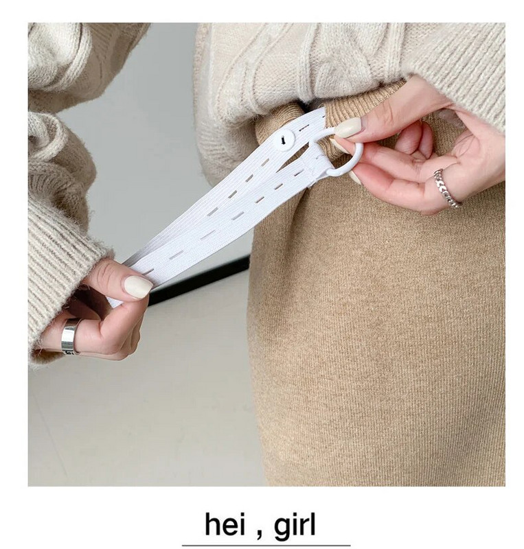 Sügis- ja talvine rasedate naiste kootud narmastega seelik kõrge vöökohaga tutt-äär Raseduse sirge seelik pahkluuni ulatuv kõhuseelik