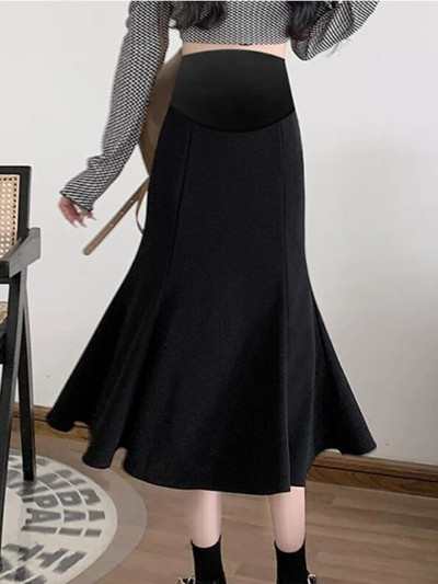 Korea stiilis mustad rasedate seelikud reguleeritava vöökohaga rasedatele naistele kalasaba seelikud Elegantsed kontori naiste trompetiseelikud hulgimüük