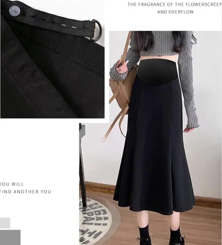 Korea stiilis mustad rasedate seelikud reguleeritava vöökohaga rasedatele naistele kalasaba seelikud Elegantsed kontori naiste trompetiseelikud hulgimüük