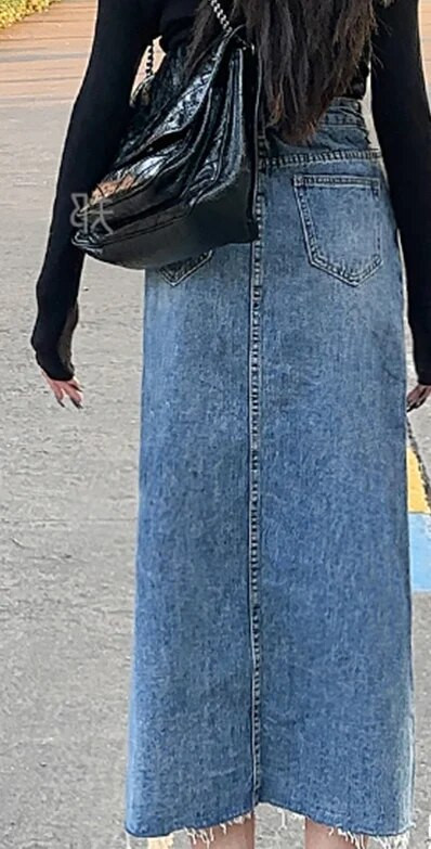 Ebaregulaarsed rasedatele mõeldud teksaseelikud aukudega tutiäärega kõrge vöökoht, pool lõhenenud raseda naise sirged seelikud rasedatele mõeldud riided