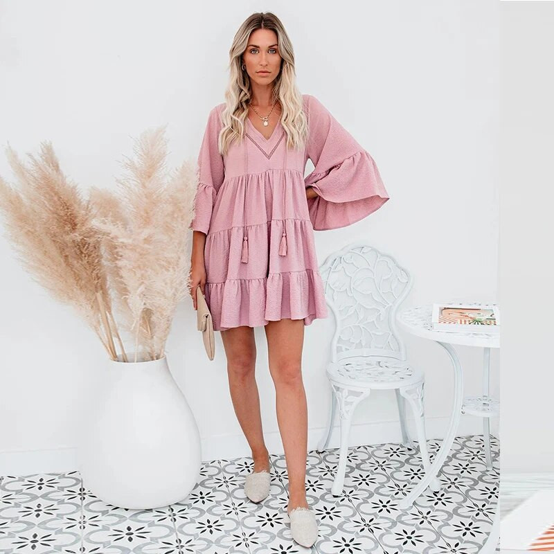 Armsad volangidega rasedakleidid suvised vabaaja kleidid rasedatele rasedatele, varrukatega riided, lahtised naisteriided