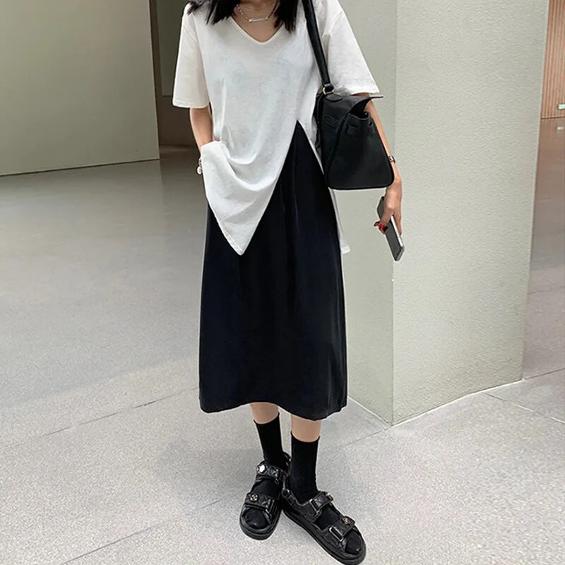 Küljelt avanev šifoonist rasedate seelik rasedatele riided kõhupiirkond kõrge vöökohaga seelik vabaaja raseduspakett puusa A-joonega kleit