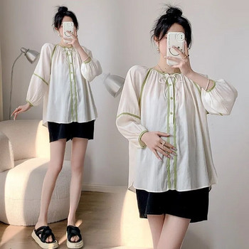 Δημιουργικό μπλουζάκι σιφόν με μονόχρωμο μονόχρωμο μονόχρωμο μακρυμάνικο πουκάμισο με αναπνεύσιμο καλοκαίρι για γυναίκες