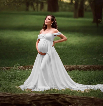 Σέξι φορέματα εγκυμοσύνης για φωτογραφική λήψη Φόρεμα εγκυμοσύνης Photography Prop Off Shoulders Maxi Φορέματα Ρούχα για έγκυες γυναίκες