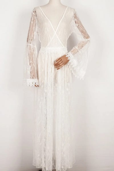 Valged seksikad rasedakleidid fotosessiooniks Pitsilised uhked raseduskleidid fotograafia rekvisiidid, varrukatega rasedatele maxi kleit