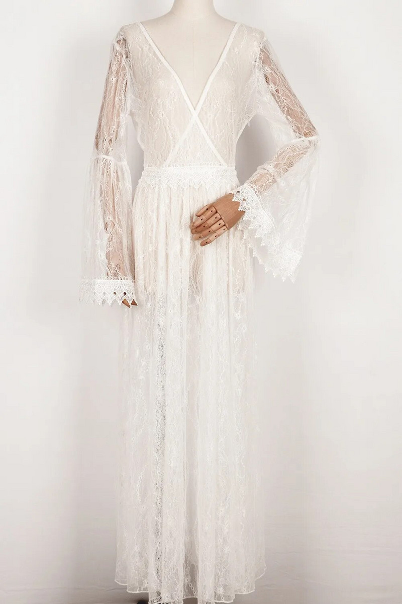 Valged seksikad rasedakleidid fotosessiooniks Pitsilised uhked raseduskleidid fotograafia rekvisiidid, varrukatega rasedatele maxi kleit