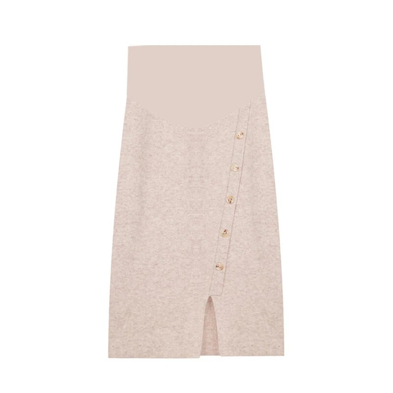 2023 talvel rasedad kõrge vöökohaga silmkoelised seelikud õhukesed puusad eesnööbid keskmise pikkusega pliiatsseelikud rasedate kõhuseelikud