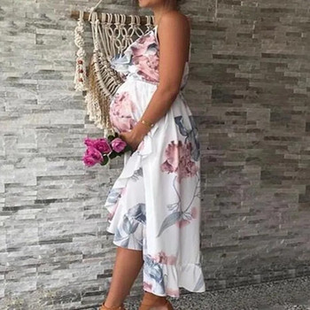 Ρούχα εγκυμοσύνης Αμάνικο φόρεμα παραλίας με λαιμόκοψη Vestido Casual Floral φόρεμα εγκύων Ζαρτιέρες Sundress Ρούχα εγκυμοσύνης