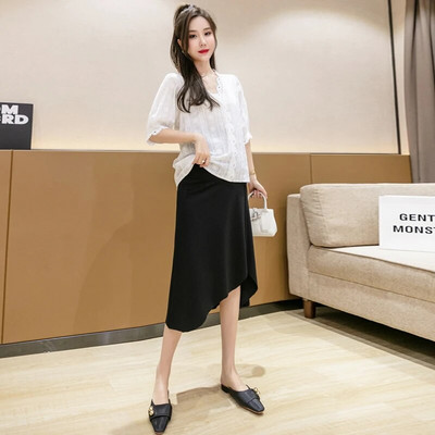 Kvaliteetne 2023. aasta uustulnuk rasedate naiste moodsad kõhuseelikud sääre keskelt sünnituseks puuvillased impeeriumi seelikud, lõhestatud ebaregulaarsed seelikud