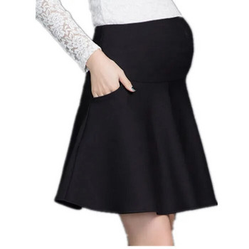 А линия Плисирани памучни поли за бременни 2021 Пролет Лято Модни елегантни поли за бременни жени Черни дрехи за бременни