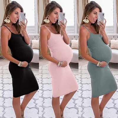 Модни дрехи за бременни жени 2023 лято нови бременни бременни О деколте мини туника рокля дама ежедневен плътен сарафан