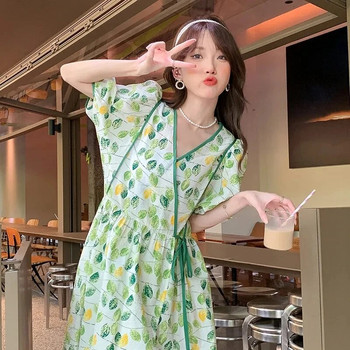 Ρούχα εγκυμοσύνης Φορέστε καλοκαιρινά γυναικεία φορέματα εγκυμοσύνης Πράσινα περιστασιακά κορίτσια Φόρελες για έγκυο ρούχα Γλυκά ρούχα