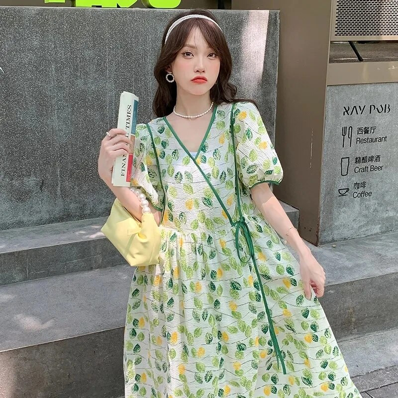 Drabužiai nėščiosioms Nešioti vasariškai Moterų Nėščioms Suknelės Žalios Kasdienės Mergaitės Nėščios Aprangos Chalatai Saldūs Drabužiai